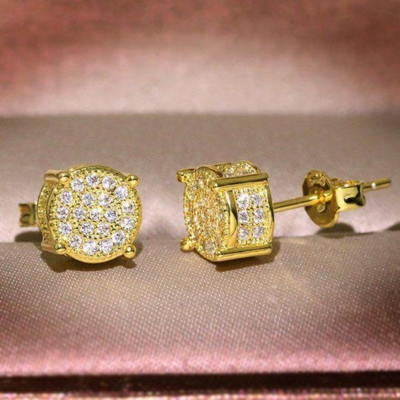 NEW 18K Yellow Gold Diamond All Around Earrings - Picture 2 of 4